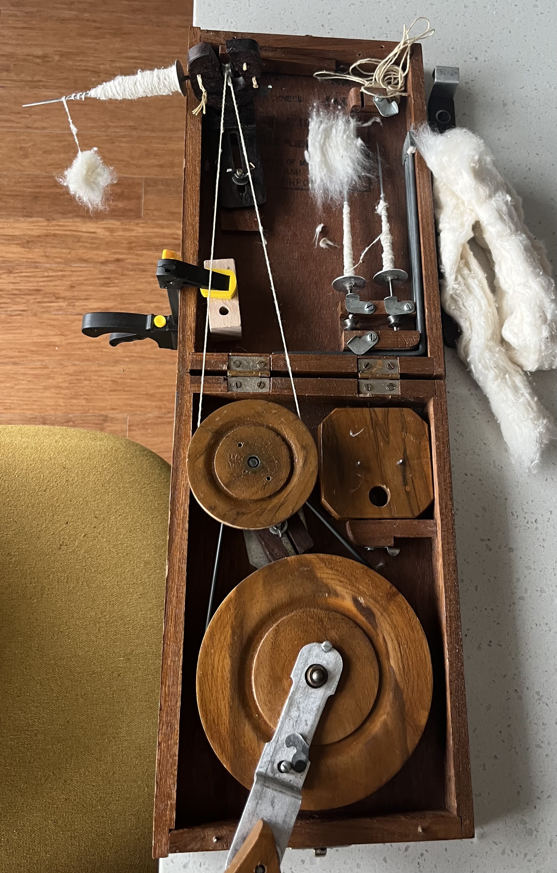 Spinning silk on a Charkha