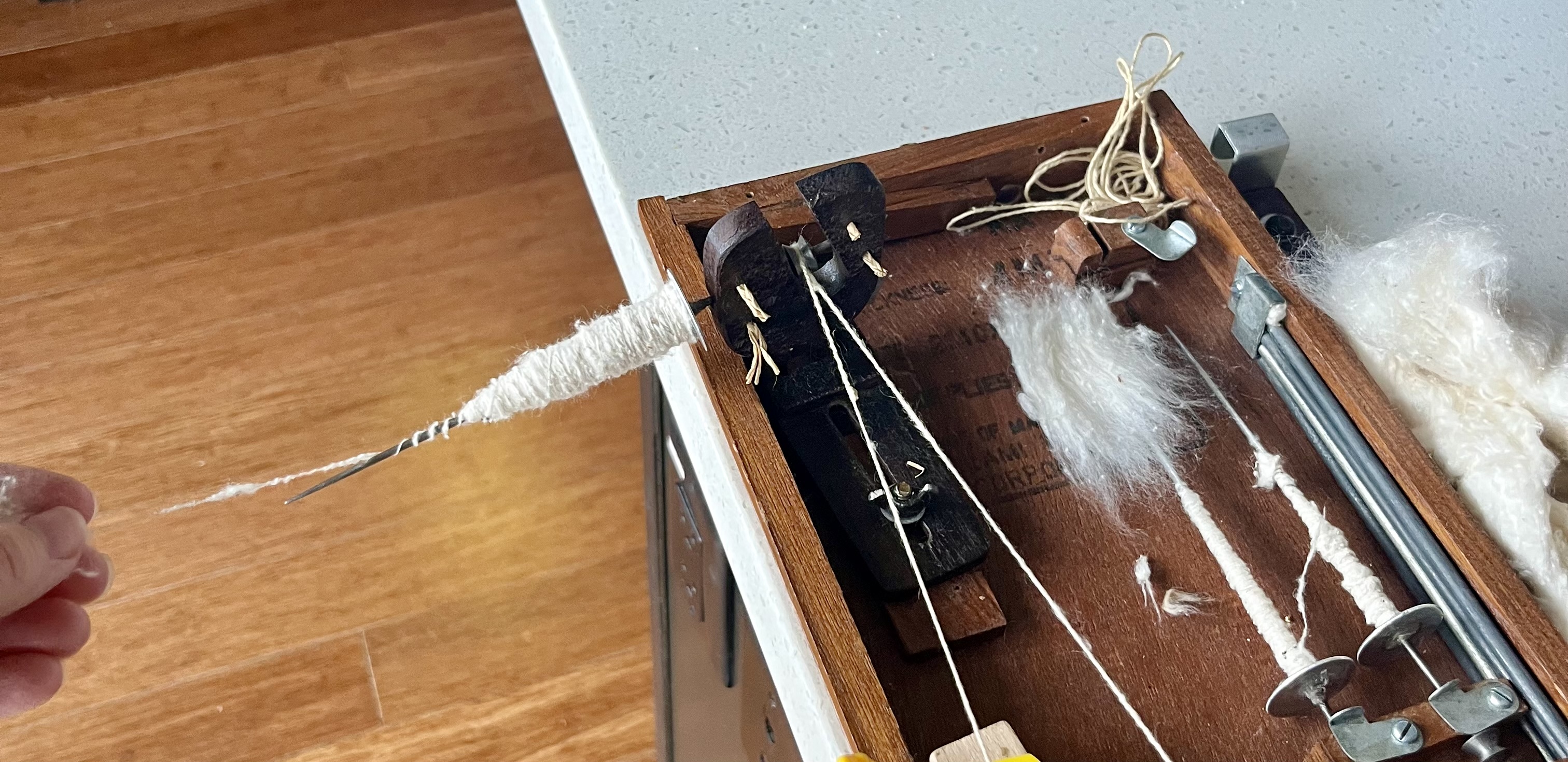 Spinning silk on a Charkha